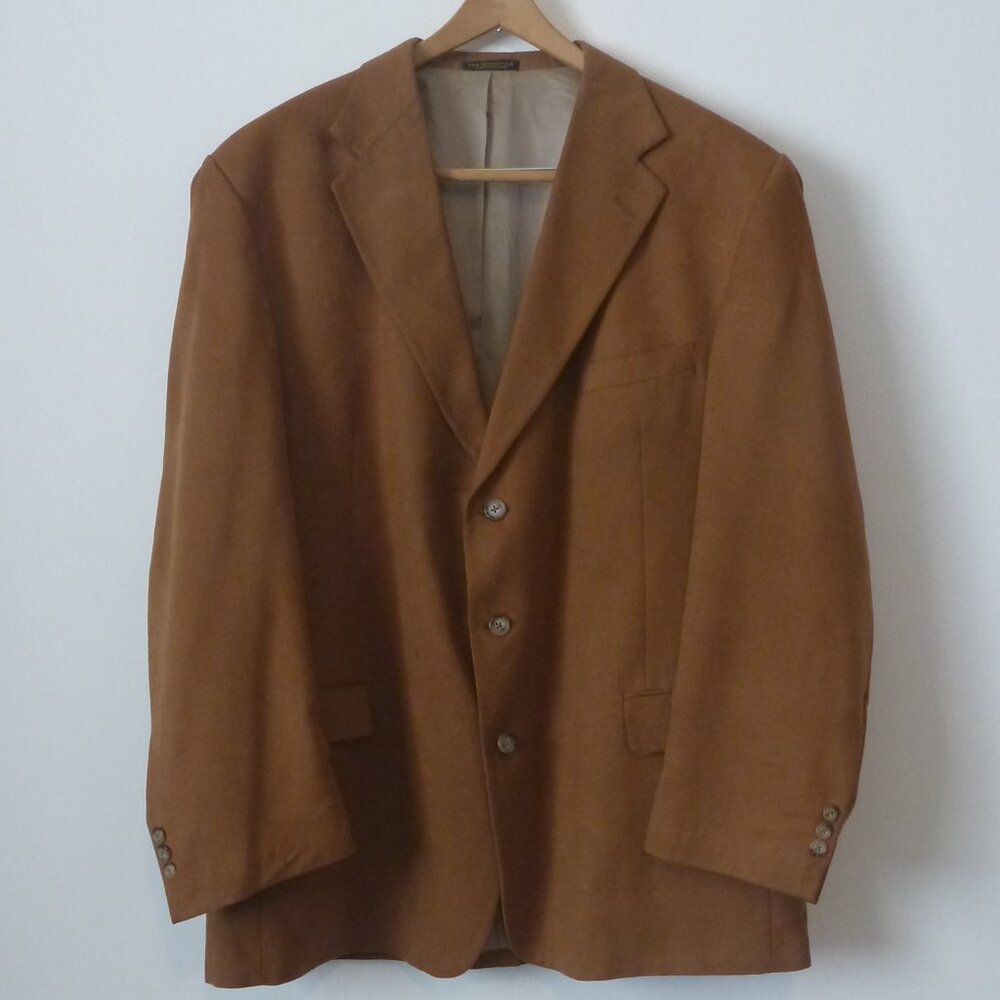 Vintage Norm Thompson Sport Coat 48L  Brown Faux Suede Blazer